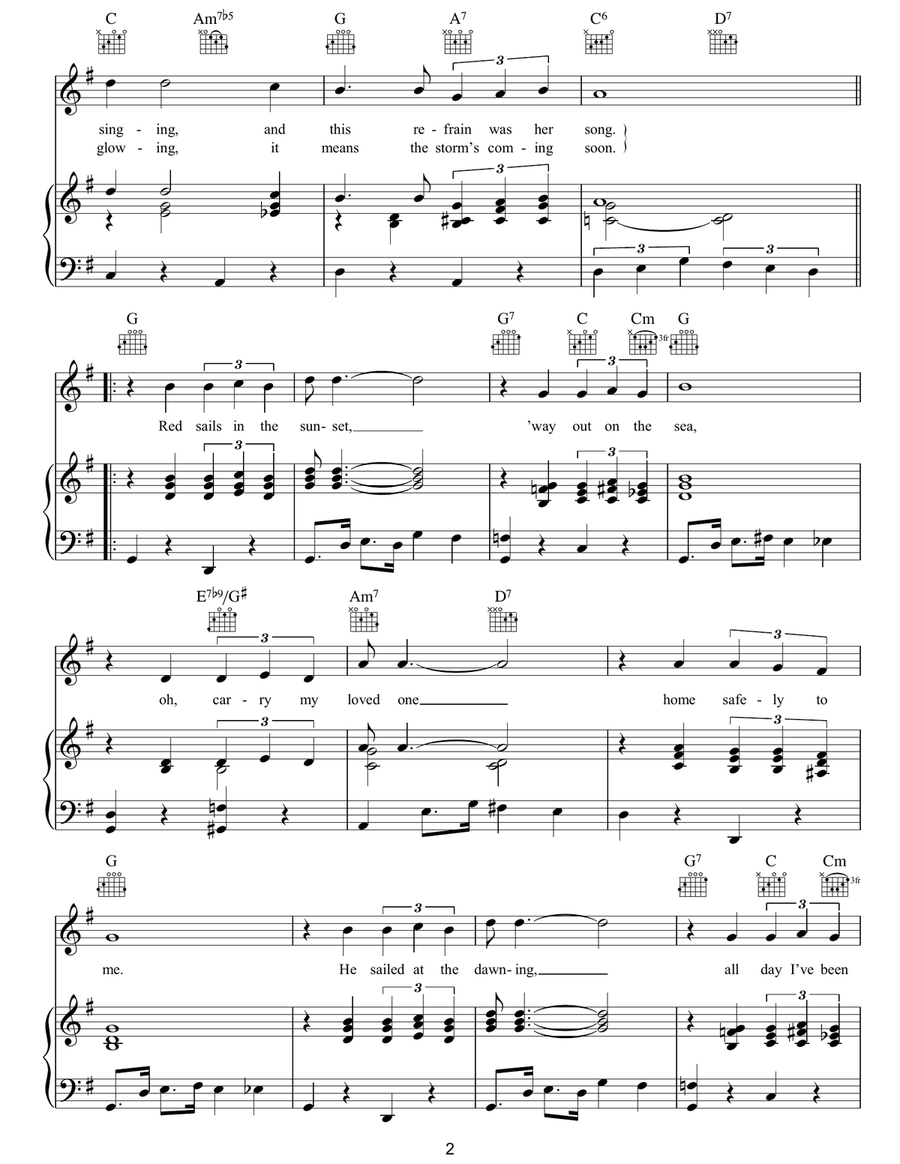 Red Sails In The Sunset Red Sails In The Sunset Piano, Vocal, Guitar scores gallery preview page 2