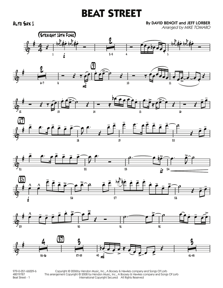 Beat Street - Alto Sax 1 Beat Street - Alto Sax 1 Jazz Ensemble scores gallery preview page 1