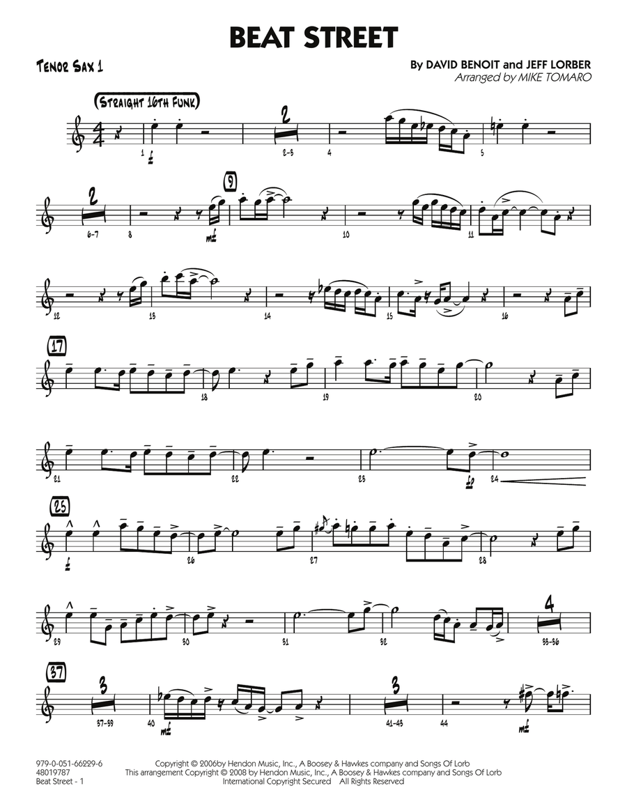 Beat Street - Tenor Sax 1 Jazz Ensemble scores gallery preview page 1