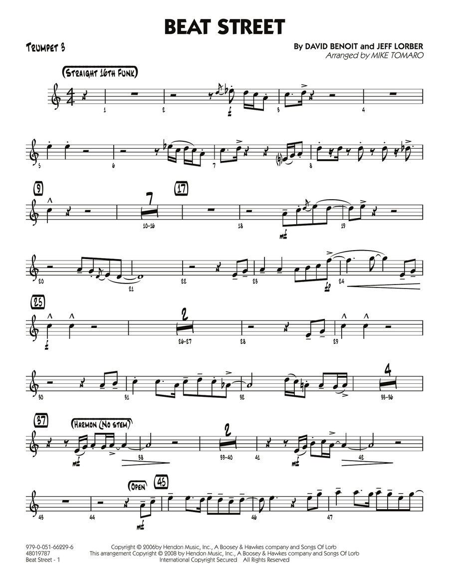 Beat Street - Trumpet 3 Beat Street - Trumpet 3 Jazz Ensemble scores gallery preview page 1