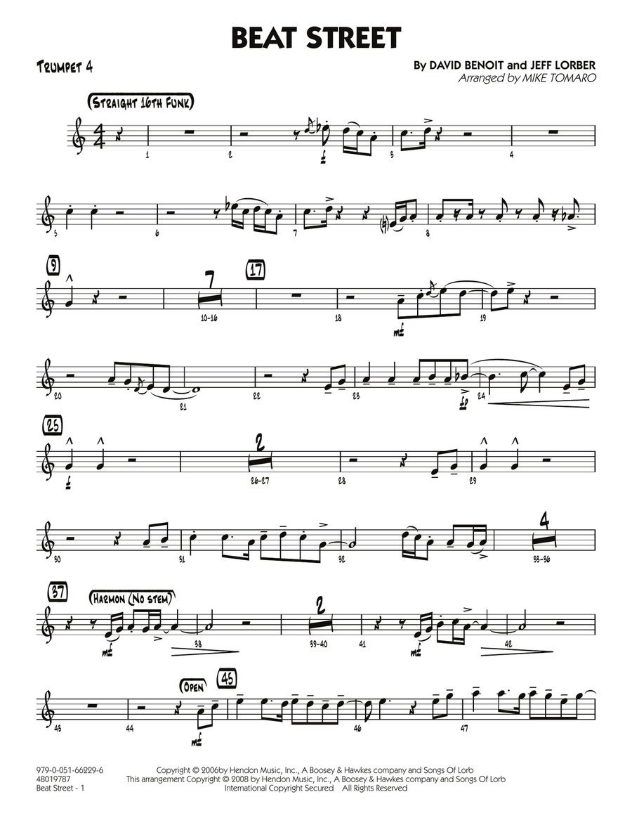 Beat Street - Trumpet 4 Beat Street - Trumpet 4 Jazz Ensemble scores gallery preview page 1