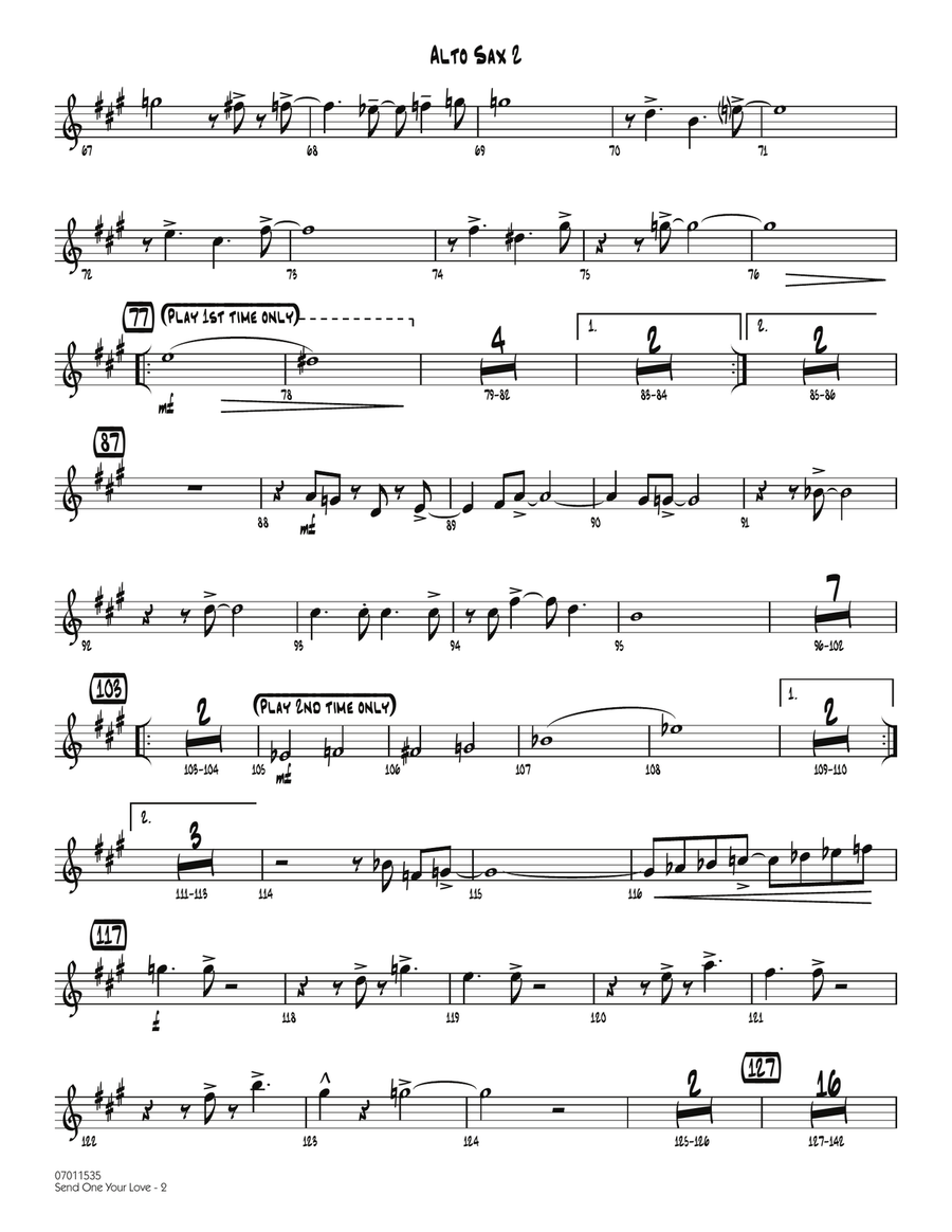 Send One Your Love - Alto Sax 2 Jazz Ensemble scores gallery preview page 2