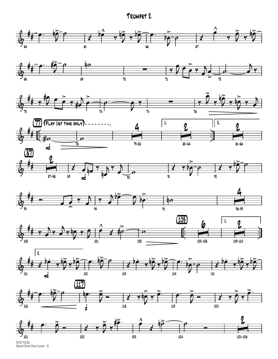 Send One Your Love - Trumpet 2 Jazz Ensemble scores gallery preview page 2