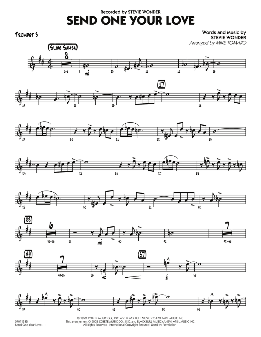 Send One Your Love - Trumpet 3 Jazz Ensemble scores gallery preview page 1