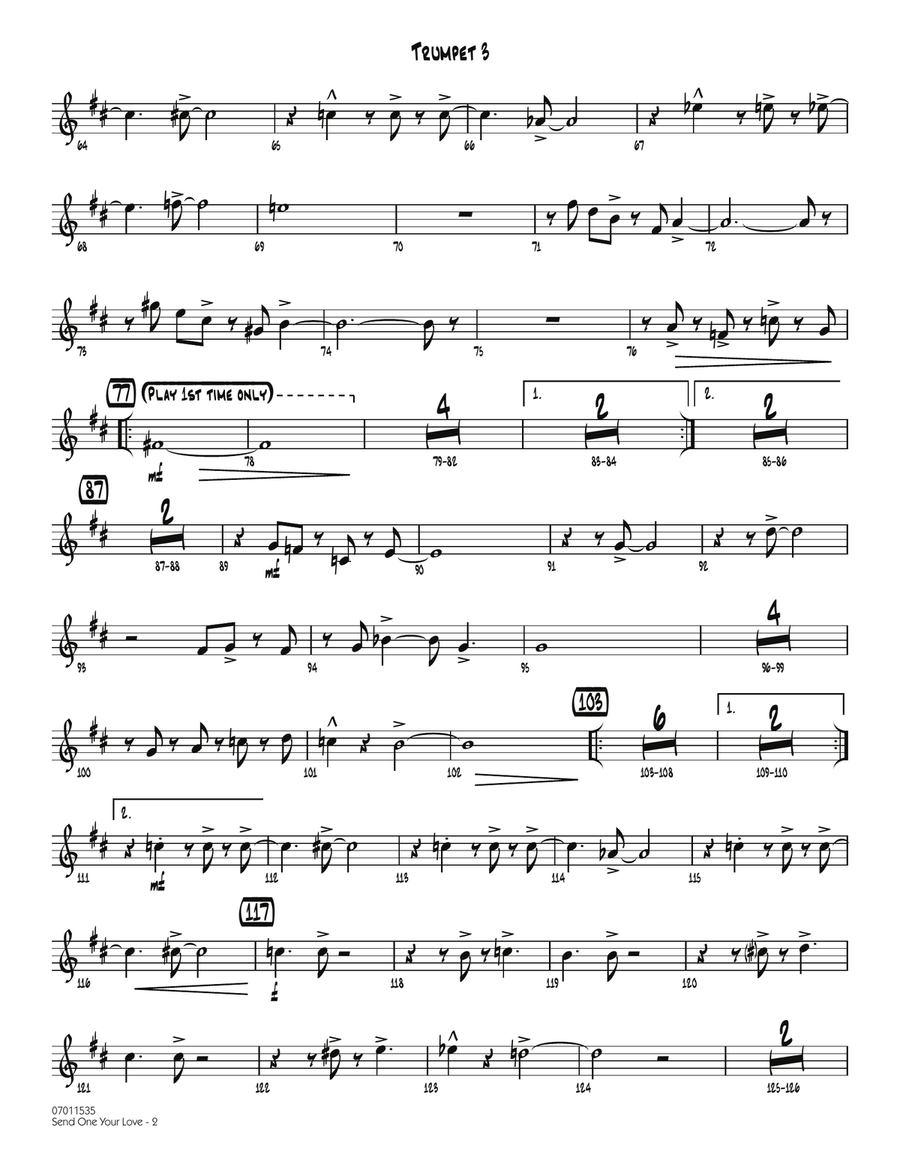 Send One Your Love - Trumpet 3 Jazz Ensemble scores gallery preview page 2