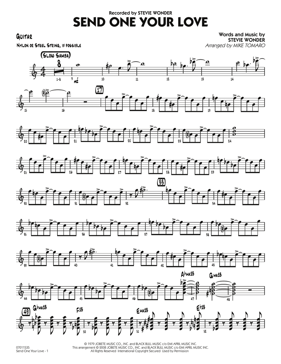 Send One Your Love - Guitar Jazz Ensemble scores gallery preview page 1