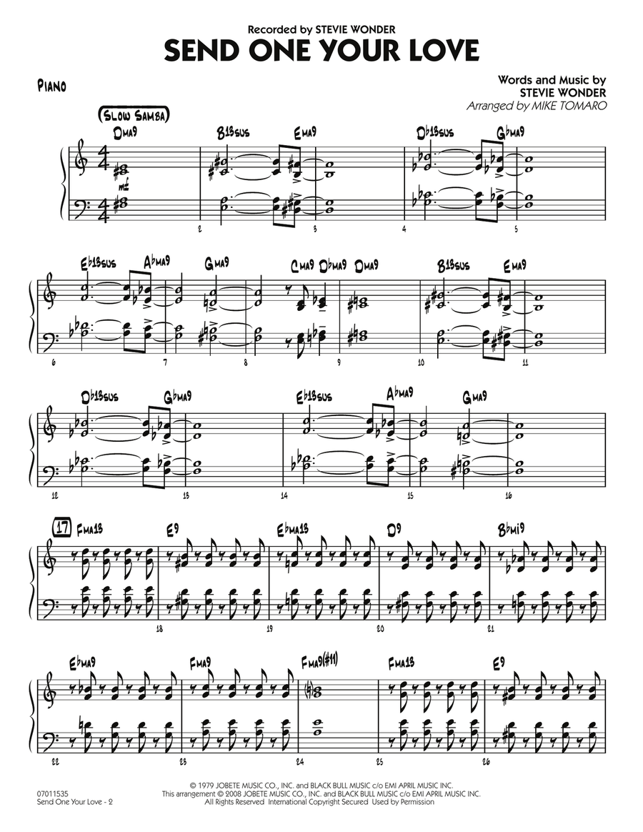Send One Your Love - Piano Jazz Ensemble scores gallery preview page 1