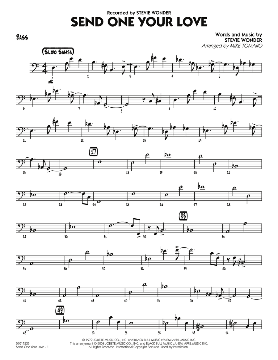 Send One Your Love - Bass Jazz Ensemble scores gallery preview page 1