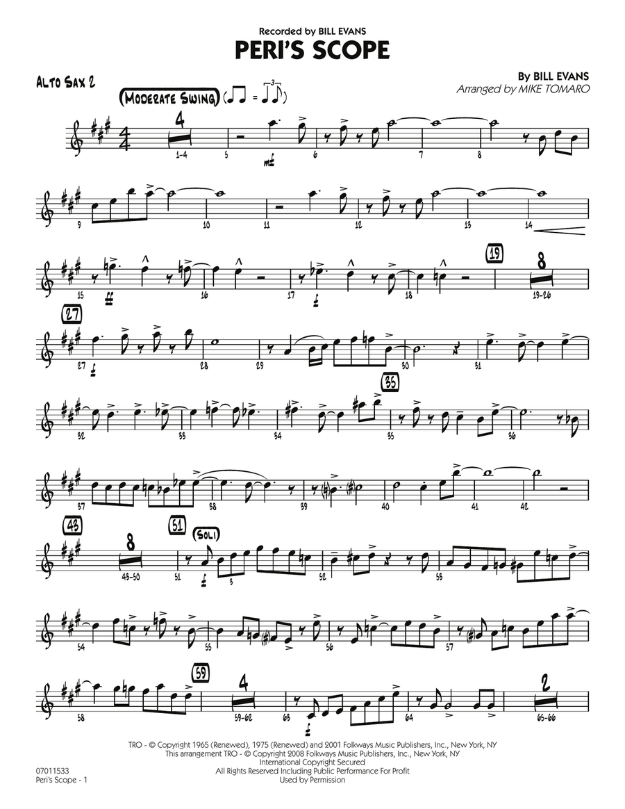 Peri's Scope - Alto Sax 2 Jazz Ensemble scores gallery preview page 1