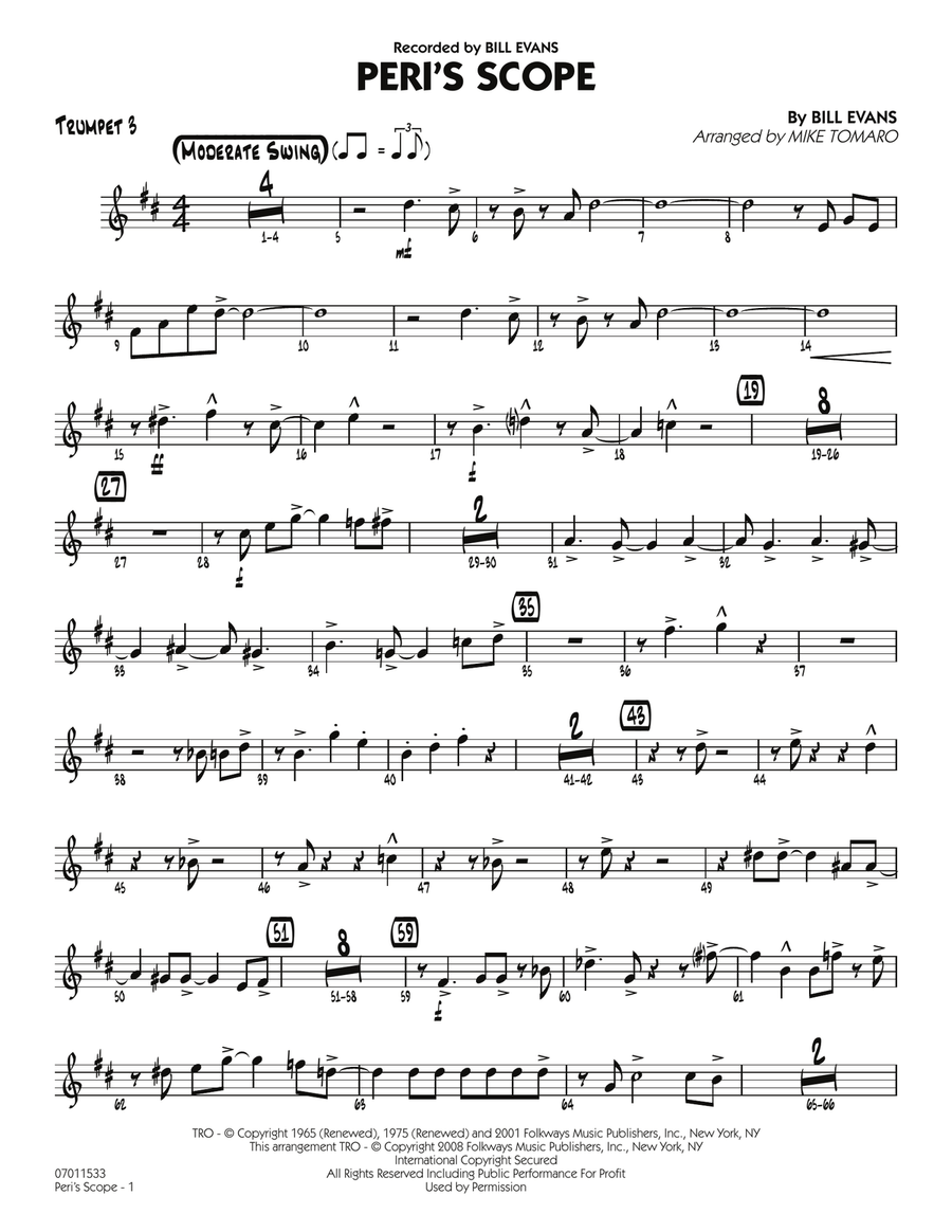 Peri's Scope - Trumpet 3 Peri's Scope - Trumpet 3 Jazz Ensemble scores gallery preview page 1