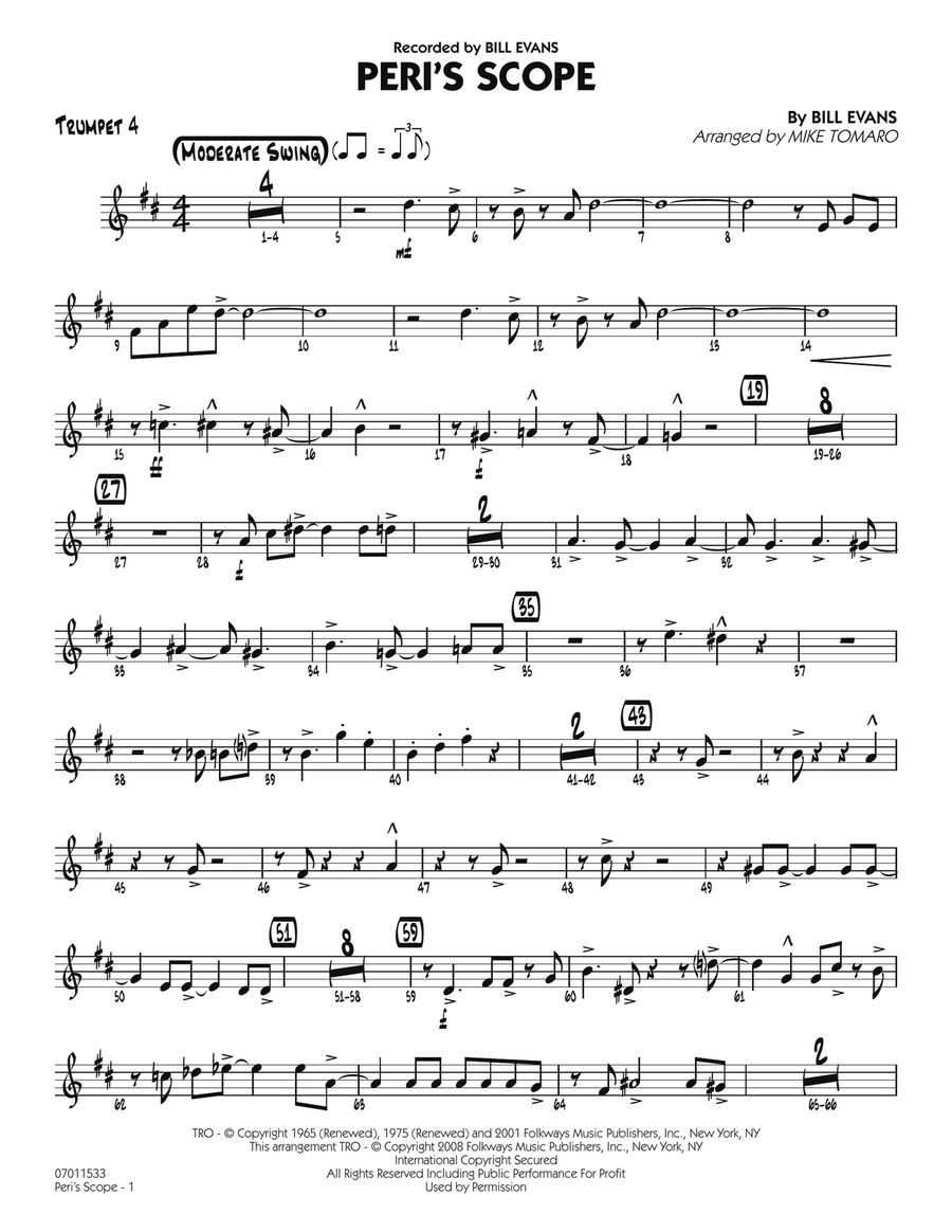 Peri's Scope - Trumpet 4 Peri's Scope - Trumpet 4 Jazz Ensemble scores gallery preview page 1