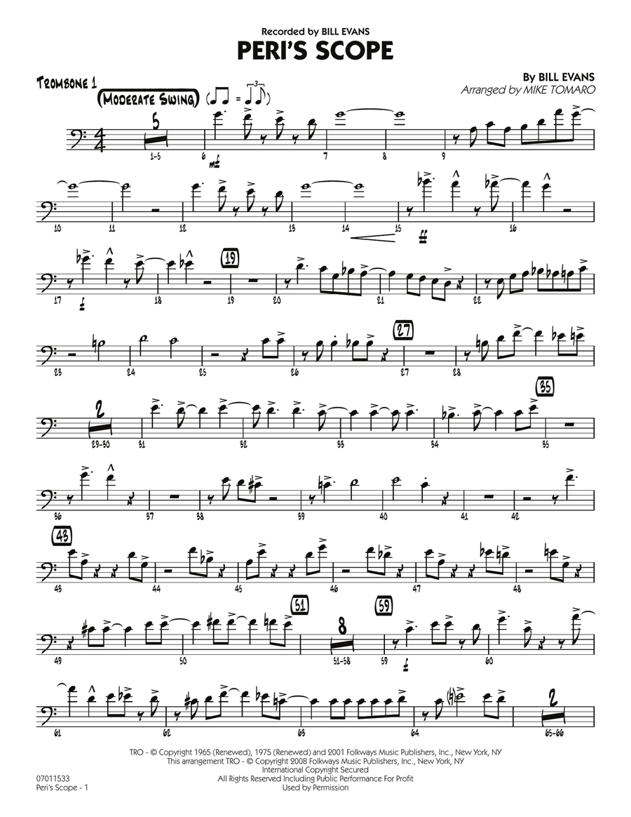 Peri's Scope - Trombone 1 Jazz Ensemble scores gallery preview page 1