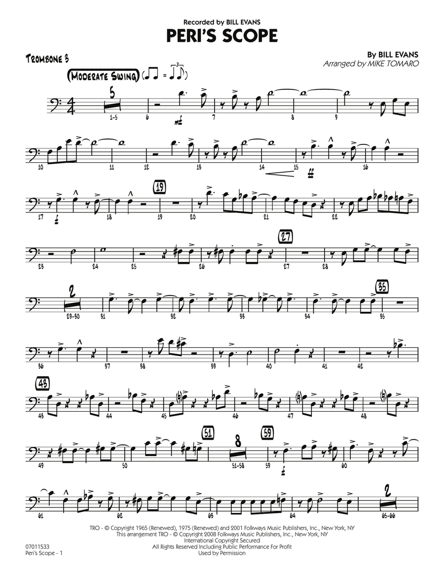 Peri's Scope - Trombone 3 Jazz Ensemble scores gallery preview page 1