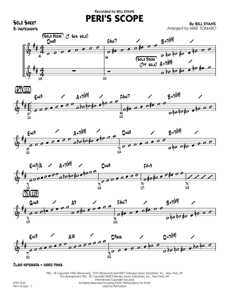 Peri's Scope - Bb Solo Sheet Jazz Ensemble scores gallery preview page 1