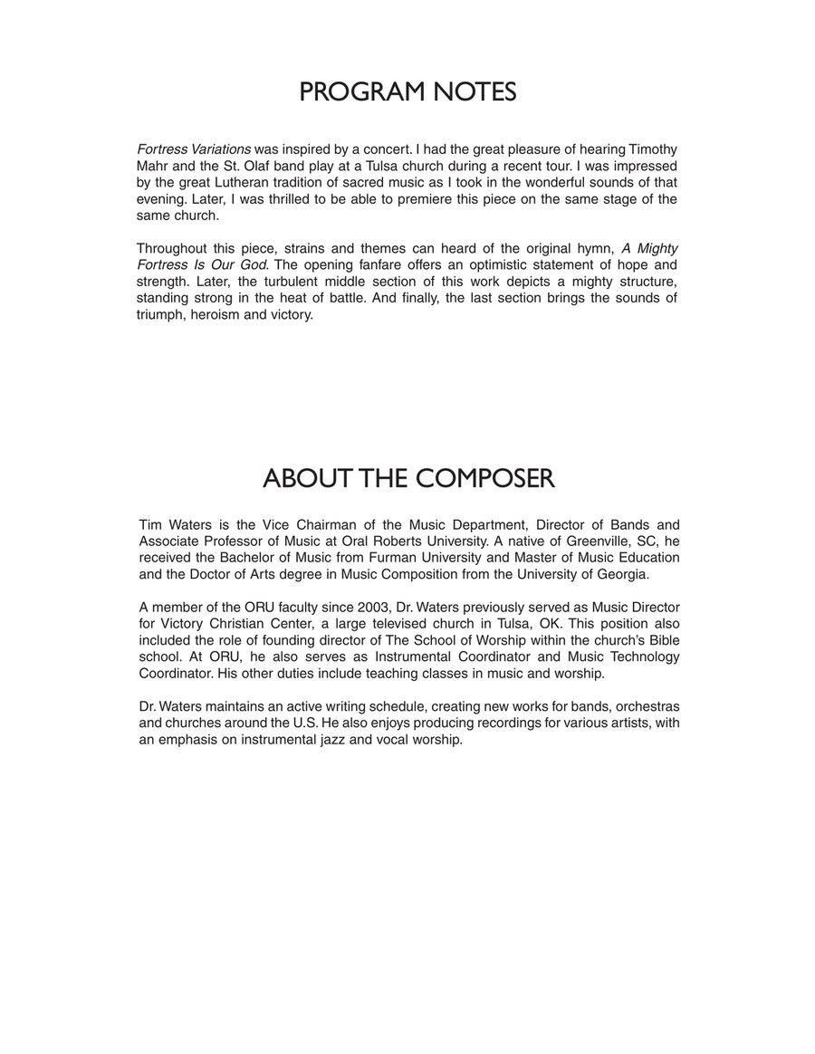 Fortress Variations - Full Score Concert Band scores gallery preview page 2