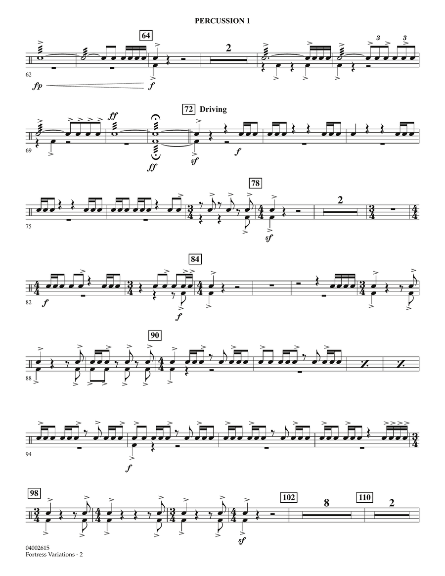 Fortress Variations - Percussion 1 Concert Band scores gallery preview page 2