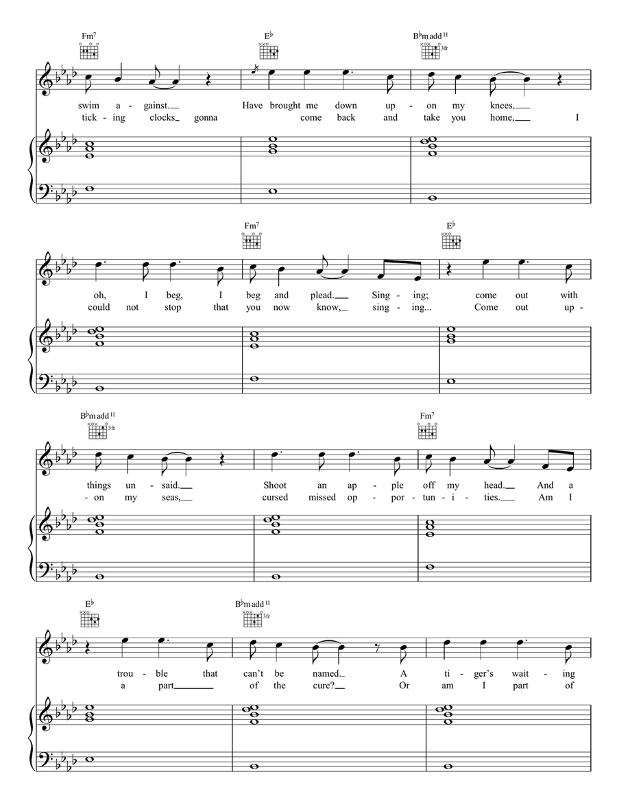 Clocks Clocks Piano, Vocal, Guitar scores gallery preview page 2