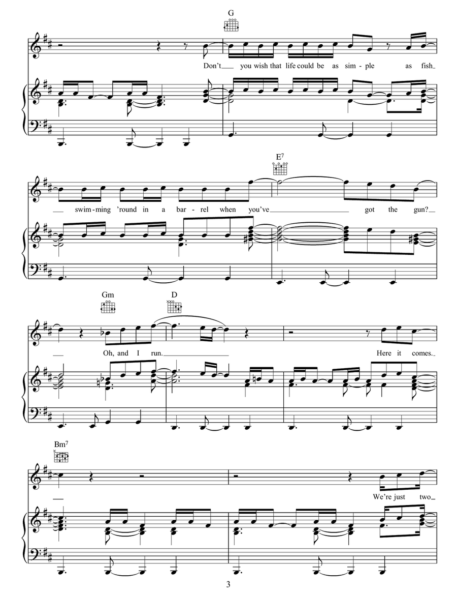 Prospekt's March / Poppyfields Piano, Vocal, Guitar scores gallery preview page 3