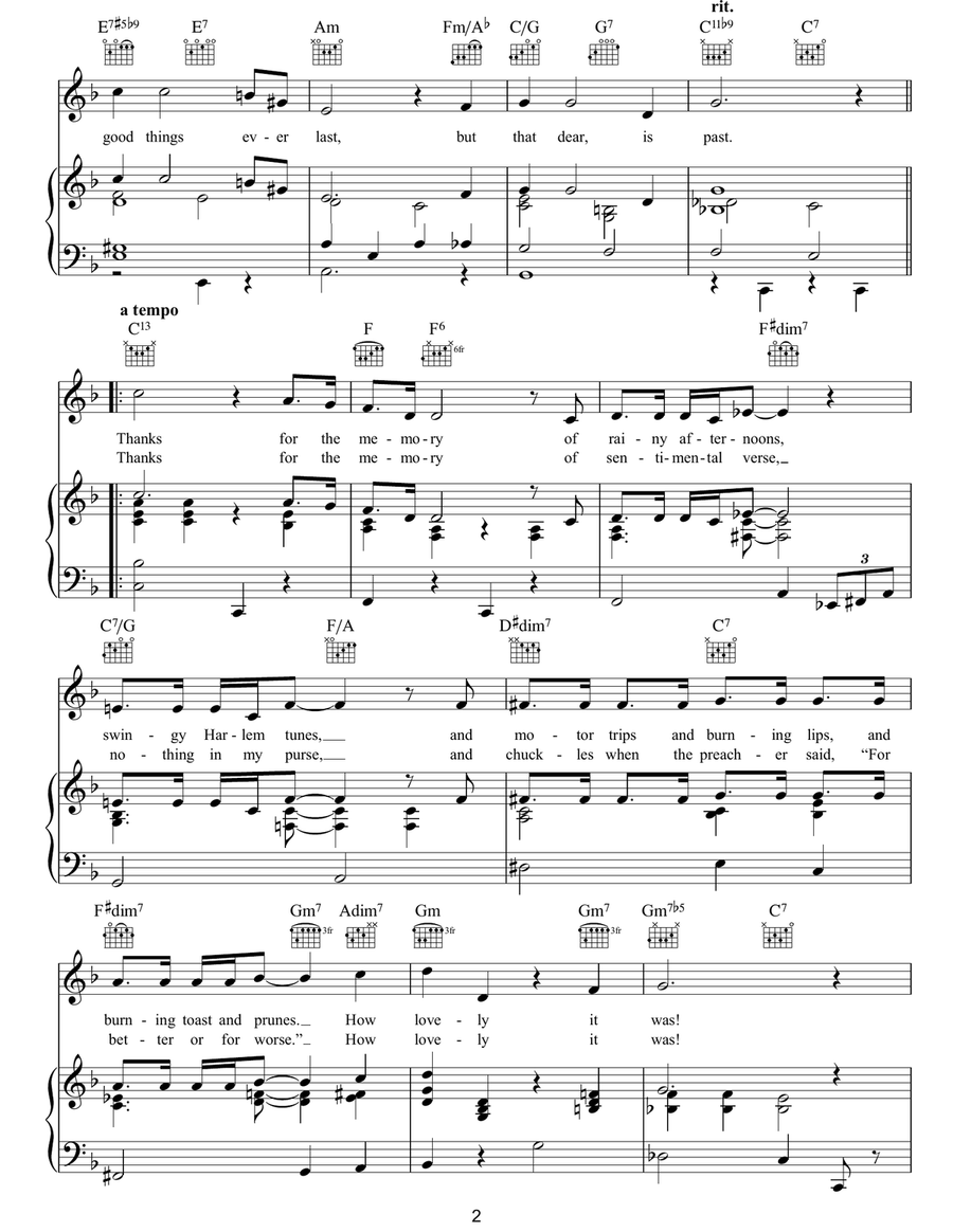 Thanks For The Memory Piano, Vocal, Guitar scores gallery preview page 2