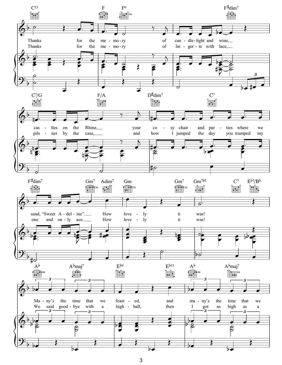 Thanks For The Memory Piano, Vocal, Guitar scores gallery preview page 3
