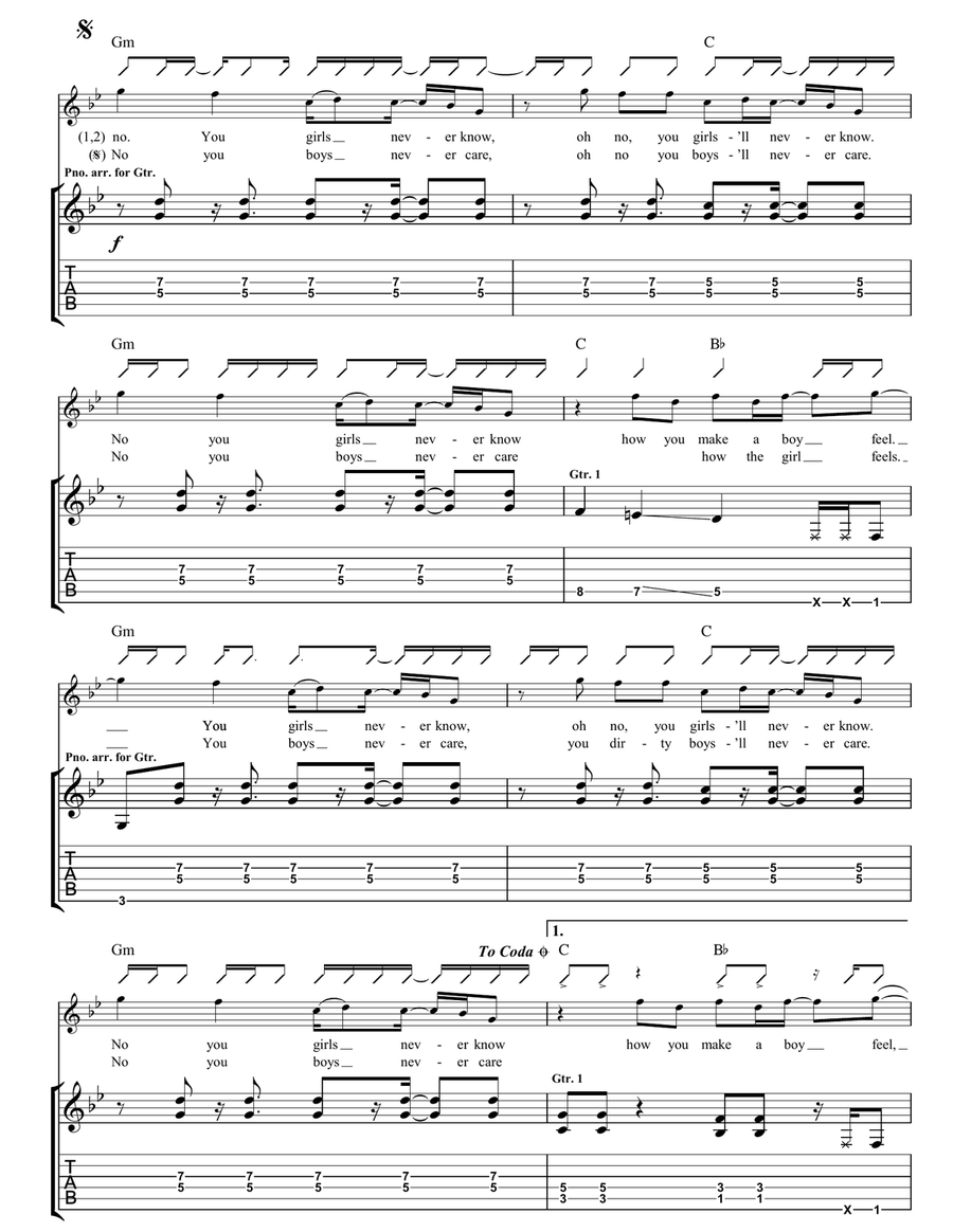 No You Girls No You Girls Guitar Tablature scores gallery preview page 3