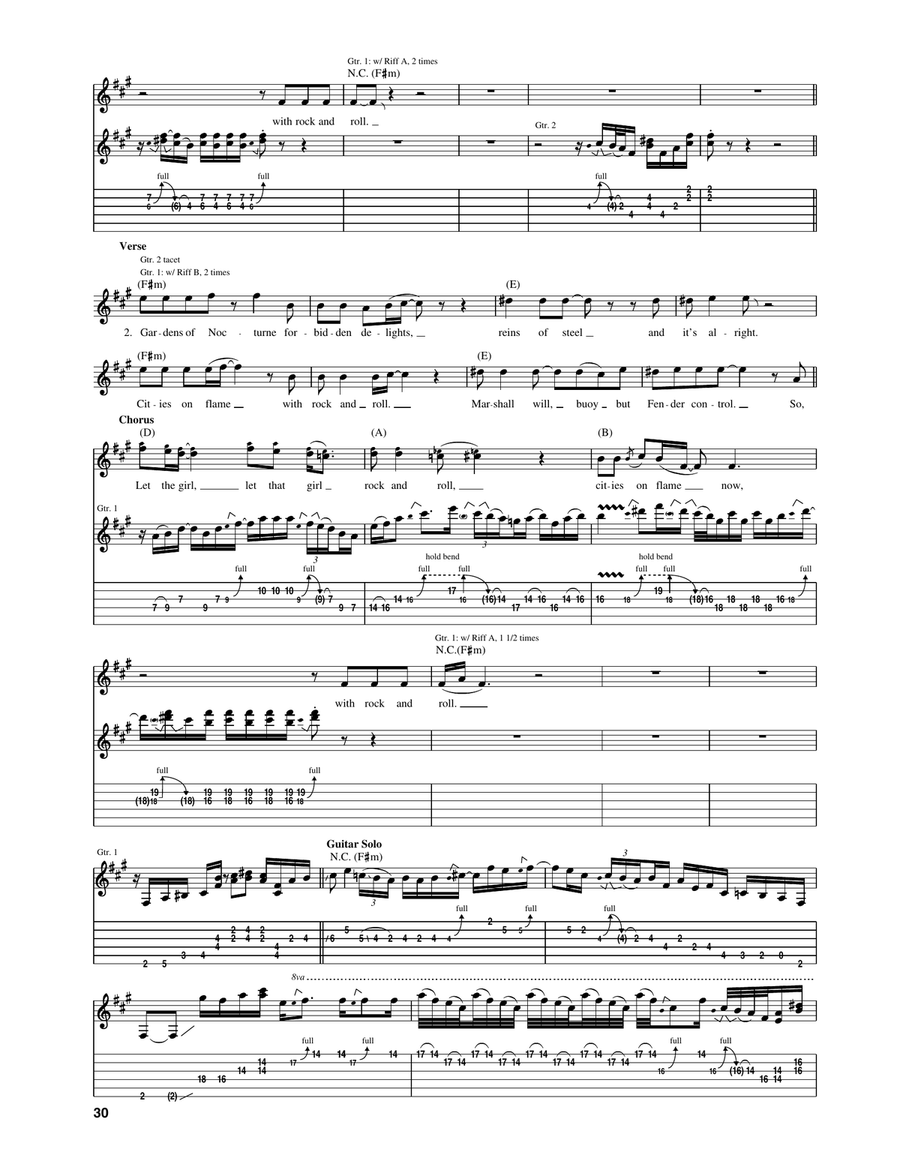 Cities On Flame With Rock 'N' Roll Acoustic Guitar scores gallery preview page 2