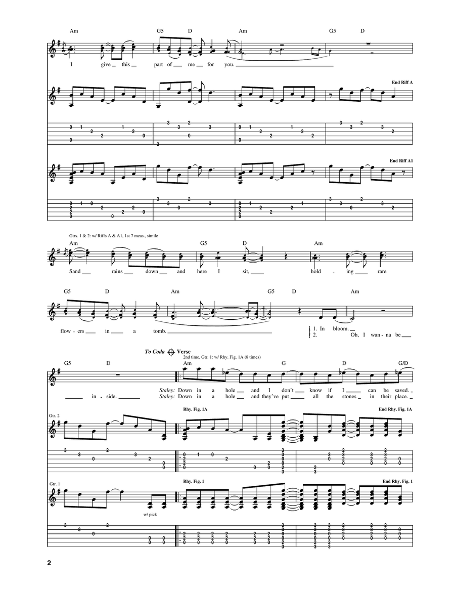 Down In A Hole Down In A Hole Acoustic Guitar scores gallery preview page 2
