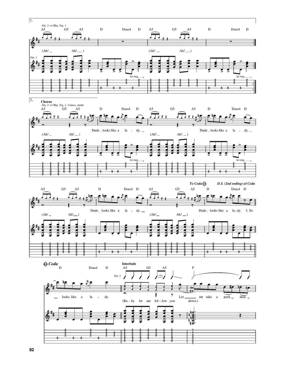 Dude (Looks Like A Lady) Dude (Looks Like A Lady) Acoustic Guitar scores gallery preview page 4
