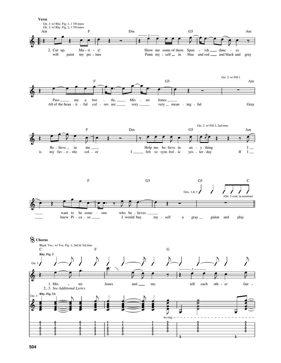 Mr. Jones Mr. Jones Acoustic Guitar scores gallery preview page 3