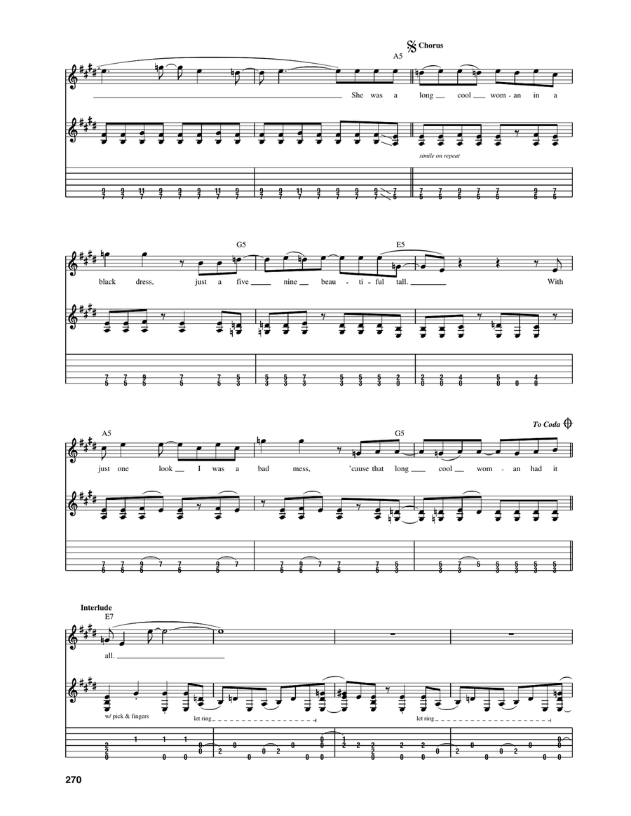 Long Cool Woman (In A Black Dress) Acoustic Guitar scores gallery preview page 4