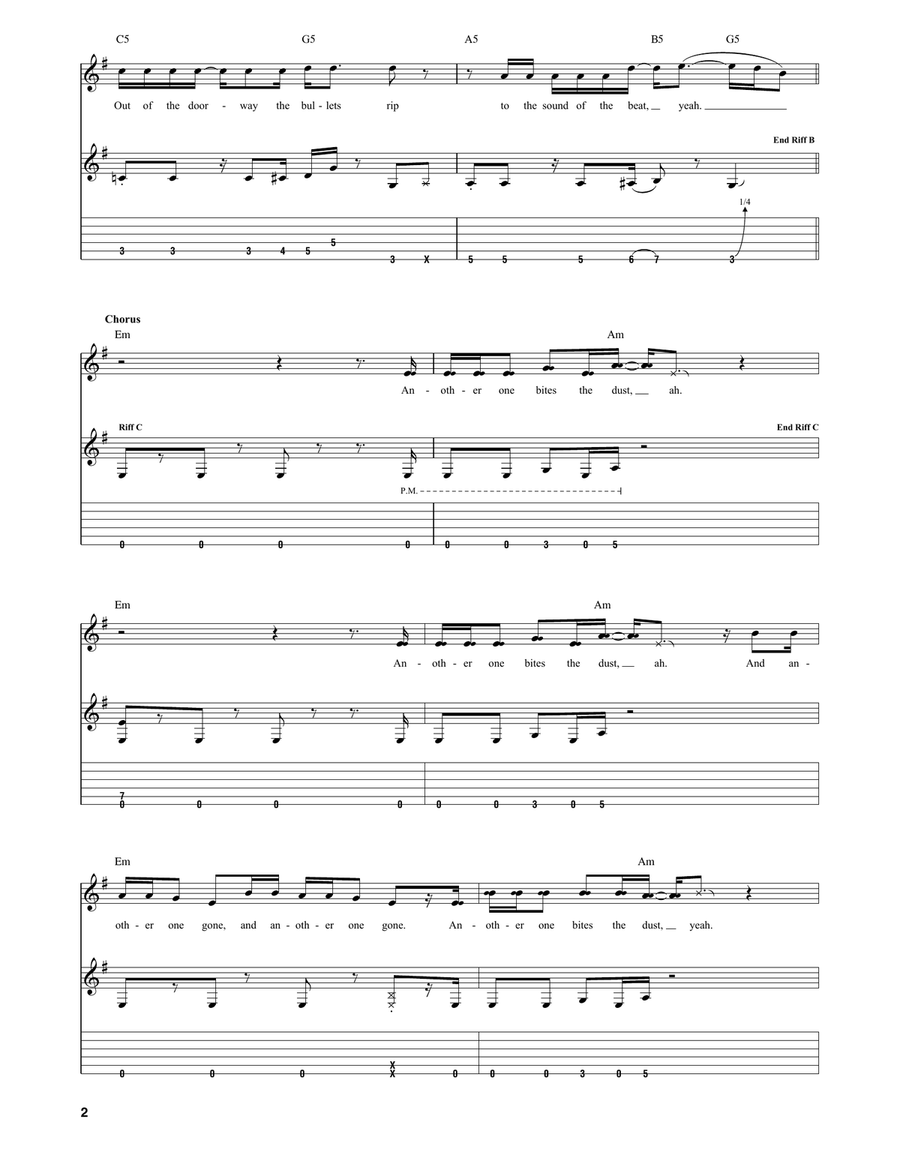 Another One Bites The Dust Acoustic Guitar scores gallery preview page 2