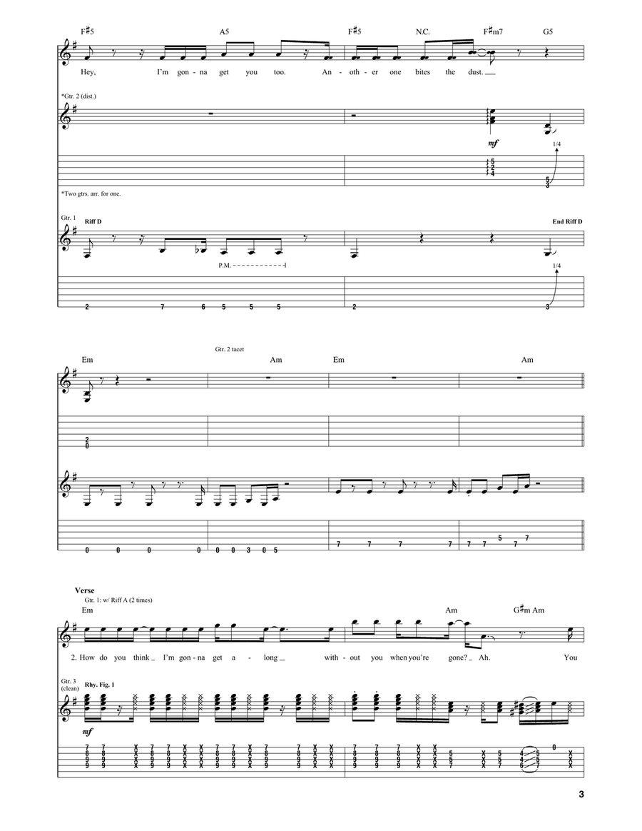 Another One Bites The Dust Acoustic Guitar scores gallery preview page 3