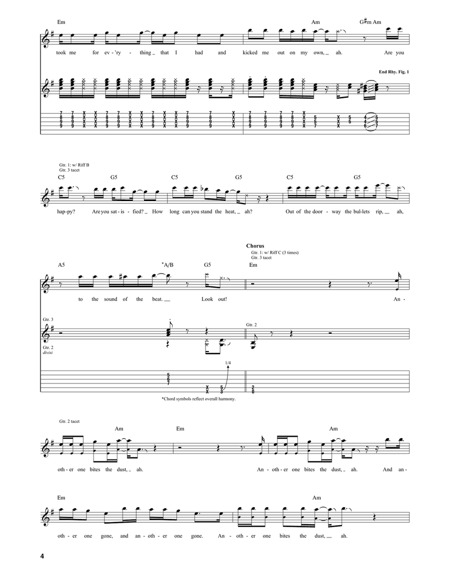 Another One Bites The Dust Acoustic Guitar scores gallery preview page 4
