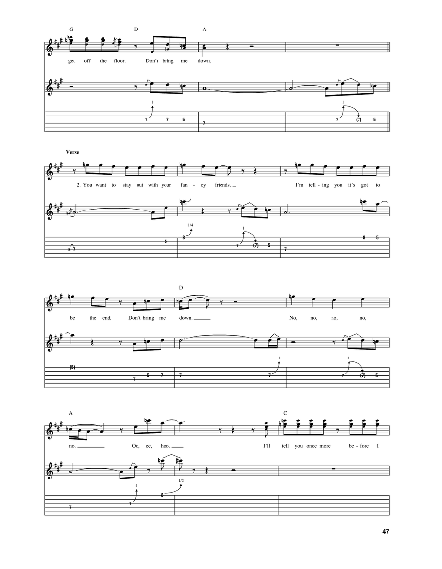 Don't Bring Me Down Don't Bring Me Down Acoustic Guitar scores gallery preview page 2