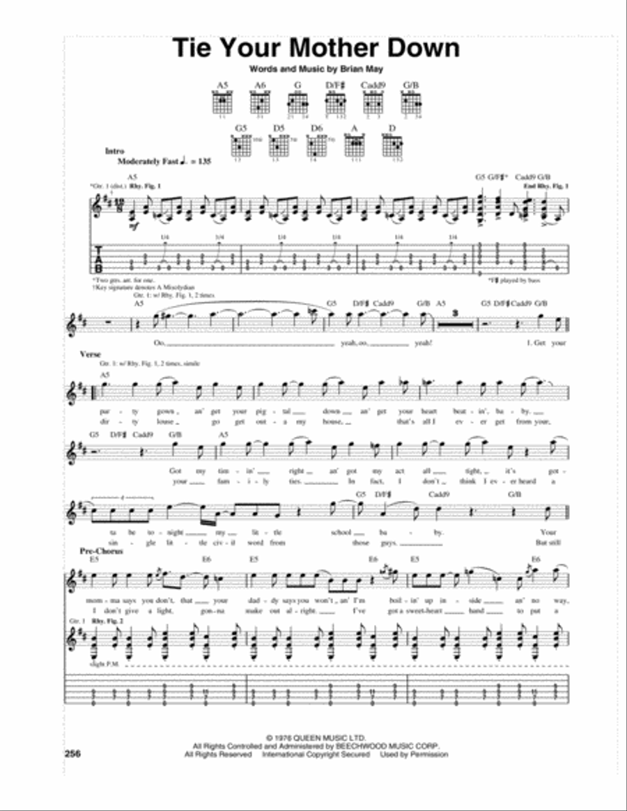 Tie Your Mother Down Electric Guitar scores gallery preview page 1