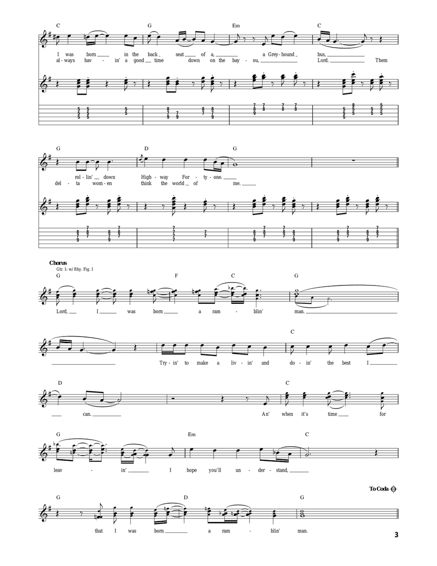 Ramblin' Man Ramblin' Man Acoustic Guitar scores gallery preview page 3