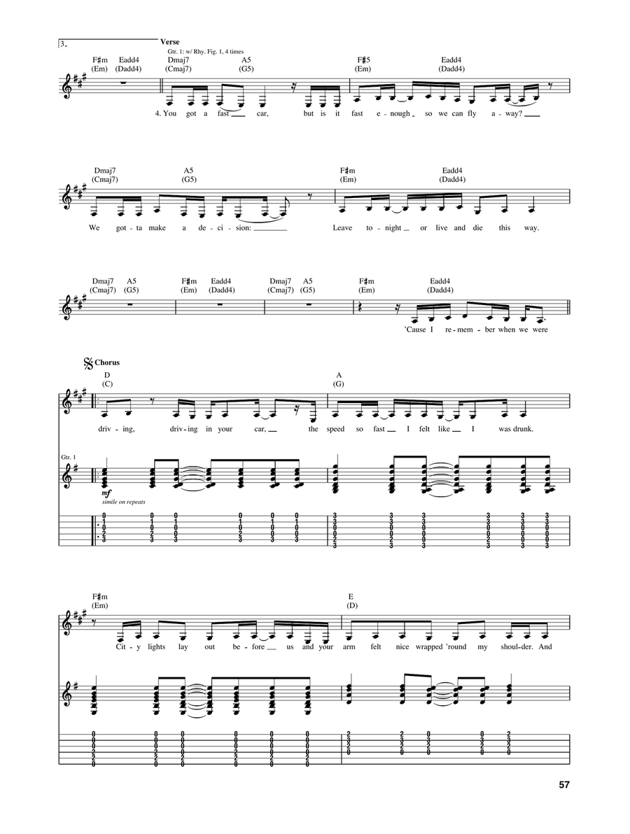 Fast Car Fast Car Acoustic Guitar scores gallery preview page 2