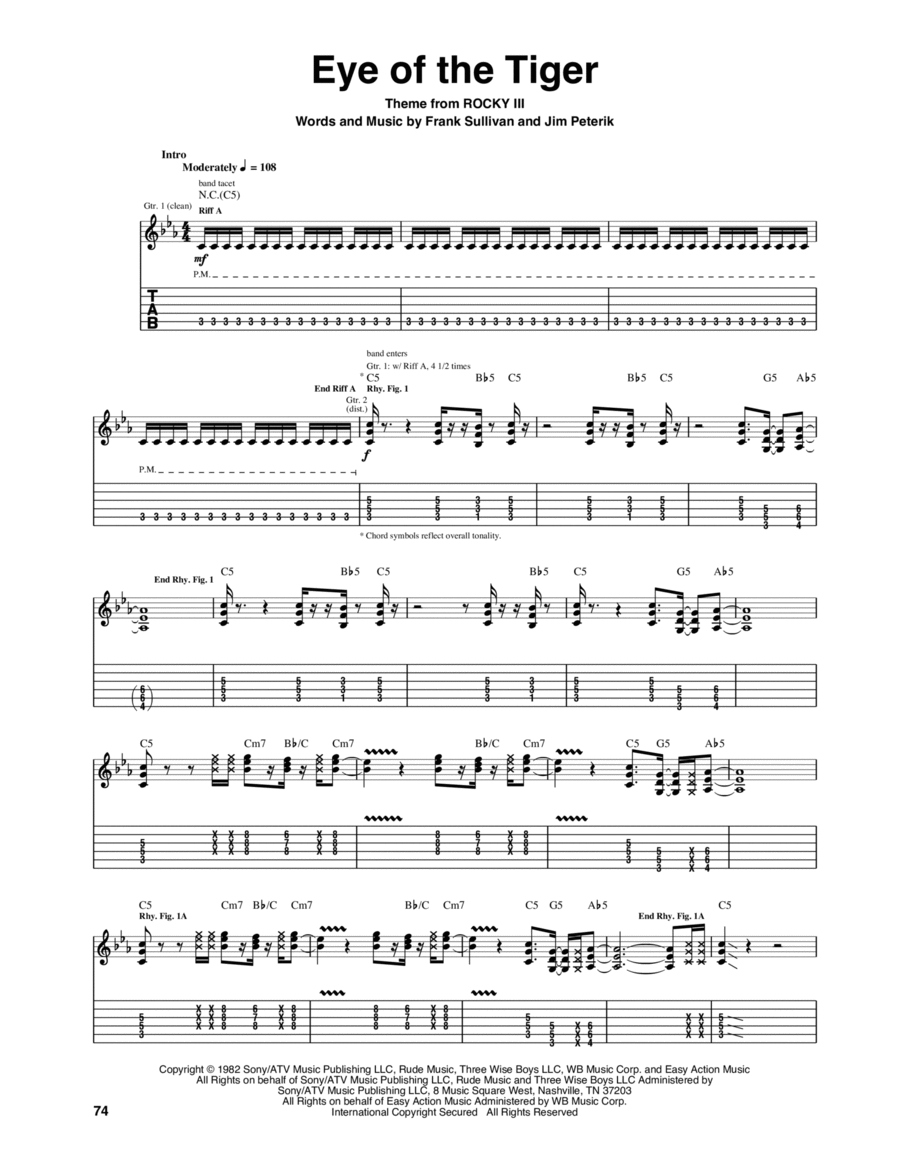 Eye Of The Tiger Electric Guitar scores gallery preview page 1