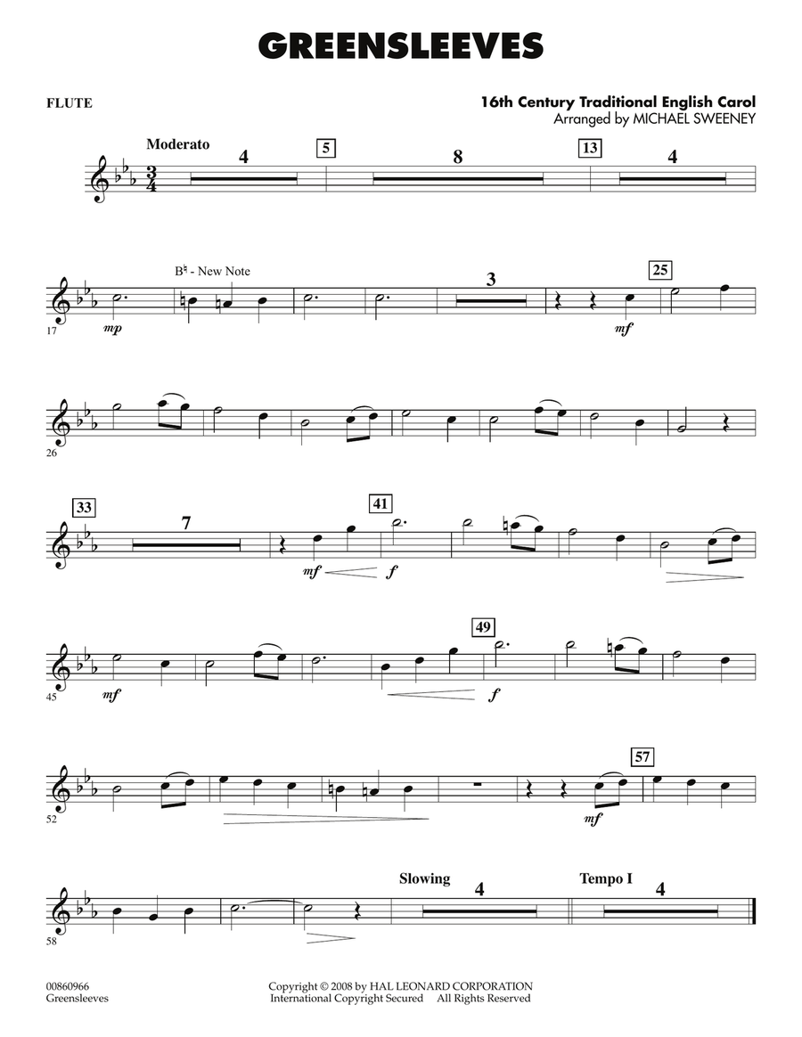 Greensleeves - Flute Greensleeves - Flute Concert Band scores gallery preview page 1