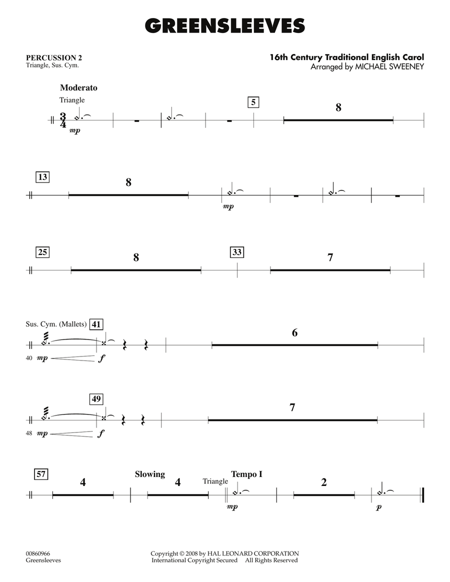 Greensleeves - Percussion 2 Concert Band scores gallery preview page 1