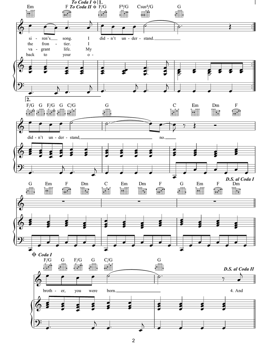 He Doesn't Know Why He Doesn't Know Why Piano, Vocal, Guitar scores gallery preview page 2