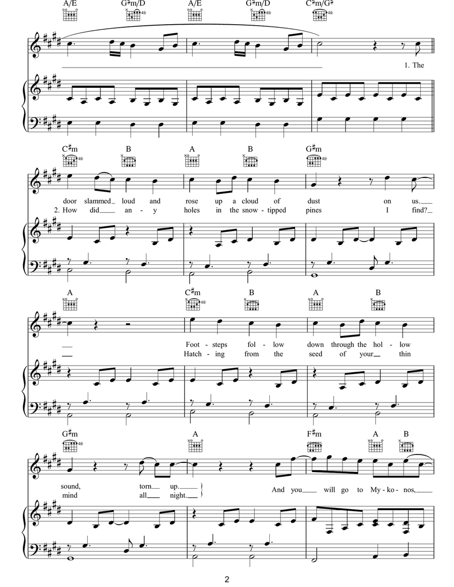 Mykonos Mykonos Piano, Vocal, Guitar scores gallery preview page 2