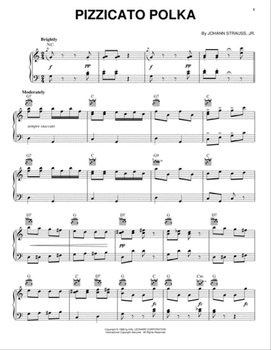 Pizzicato Polka Piano Solo scores gallery preview page 1