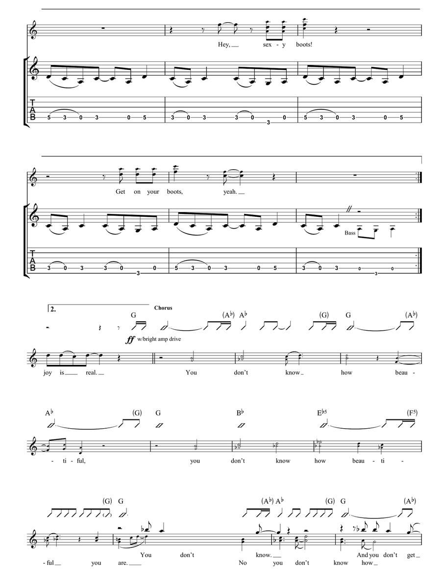 Get On Your Boots Get On Your Boots Guitar Tablature scores gallery preview page 2