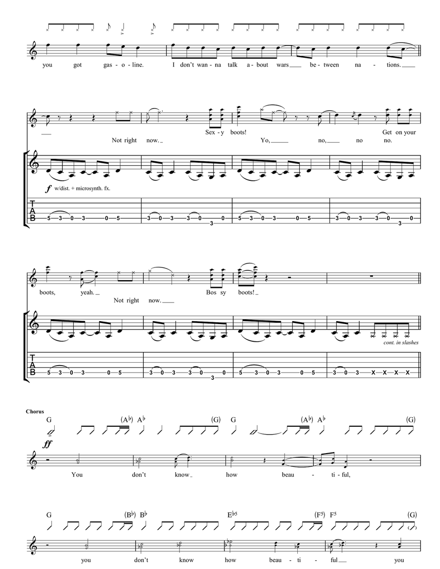 Get On Your Boots Get On Your Boots Guitar Tablature scores gallery preview page 4