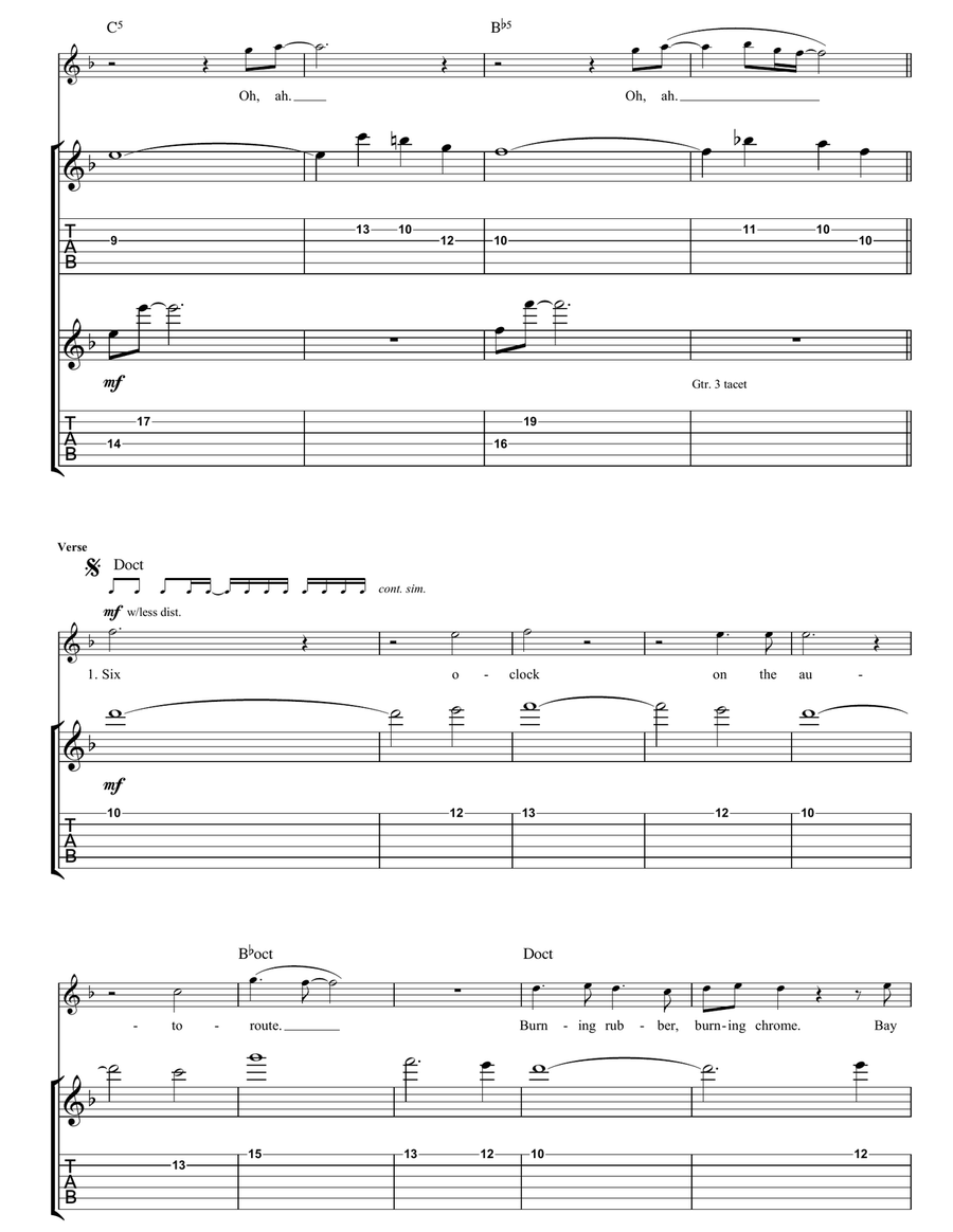 Fez-Being Born Fez-Being Born Guitar Tablature scores gallery preview page 4
