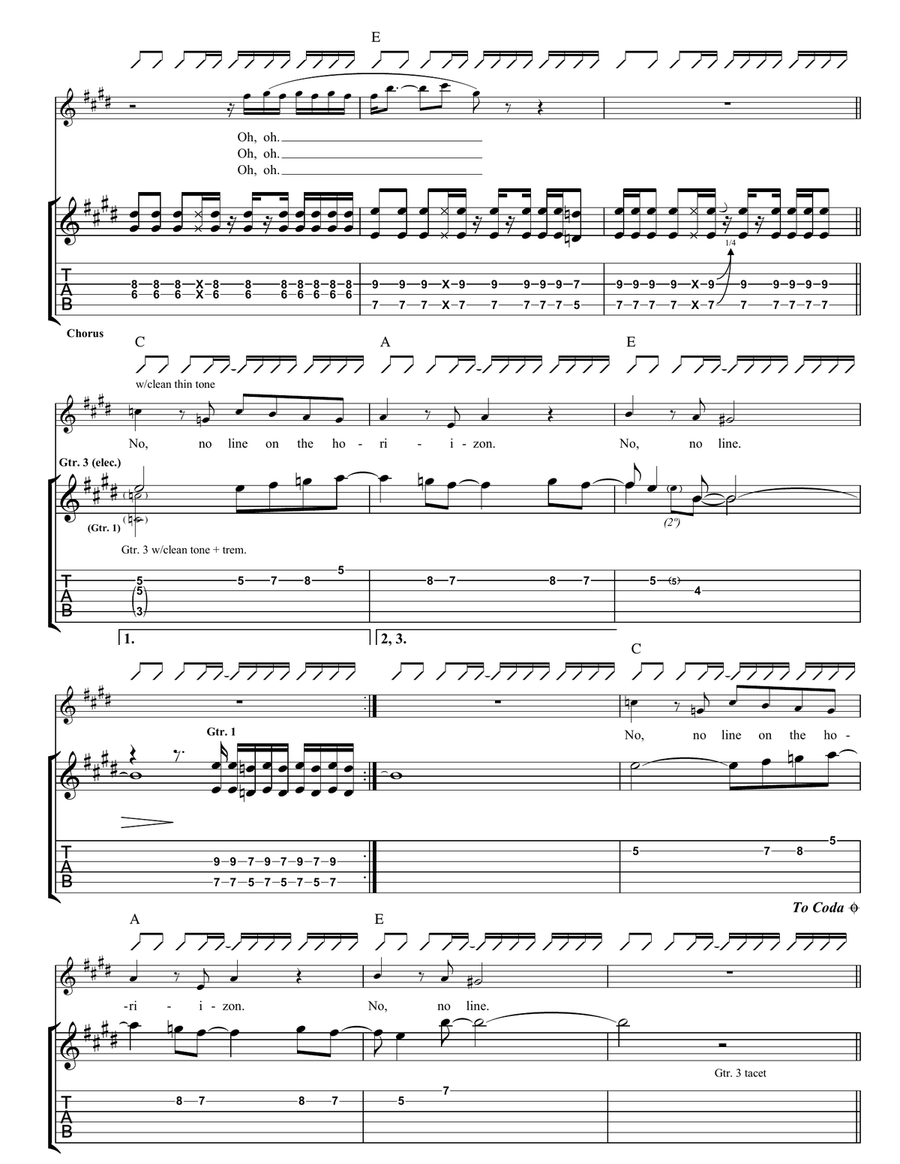 No Line On The Horizon No Line On The Horizon Guitar Tablature scores gallery preview page 3
