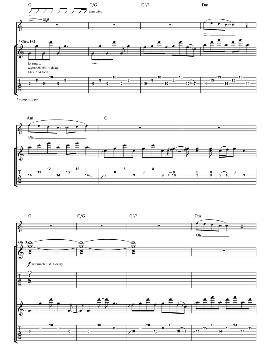 Unknown Caller Unknown Caller Guitar Tablature scores gallery preview page 3