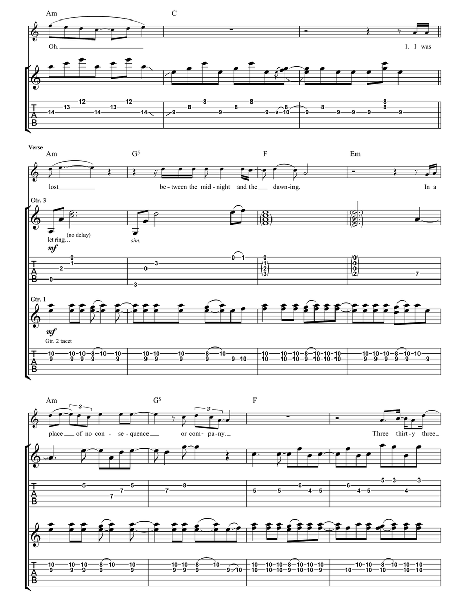Unknown Caller Unknown Caller Guitar Tablature scores gallery preview page 4