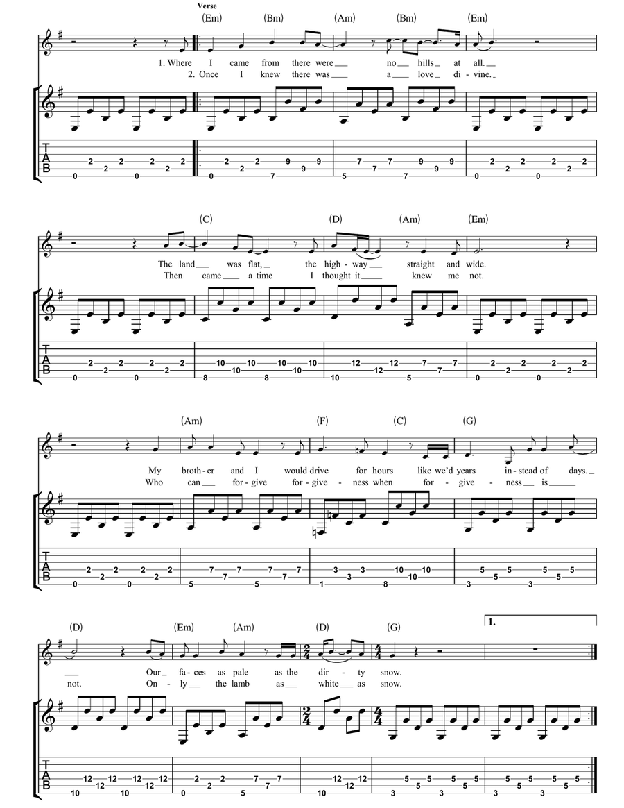 White As Snow White As Snow Guitar Tablature scores gallery preview page 2
